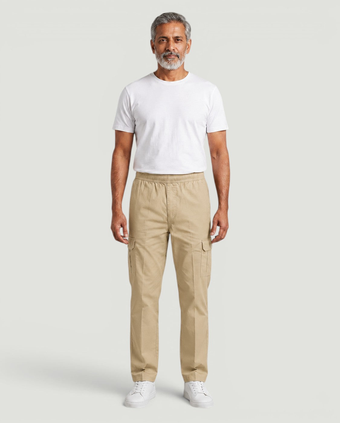 Beige Urban Souls Cargo Pant 8805, front on model