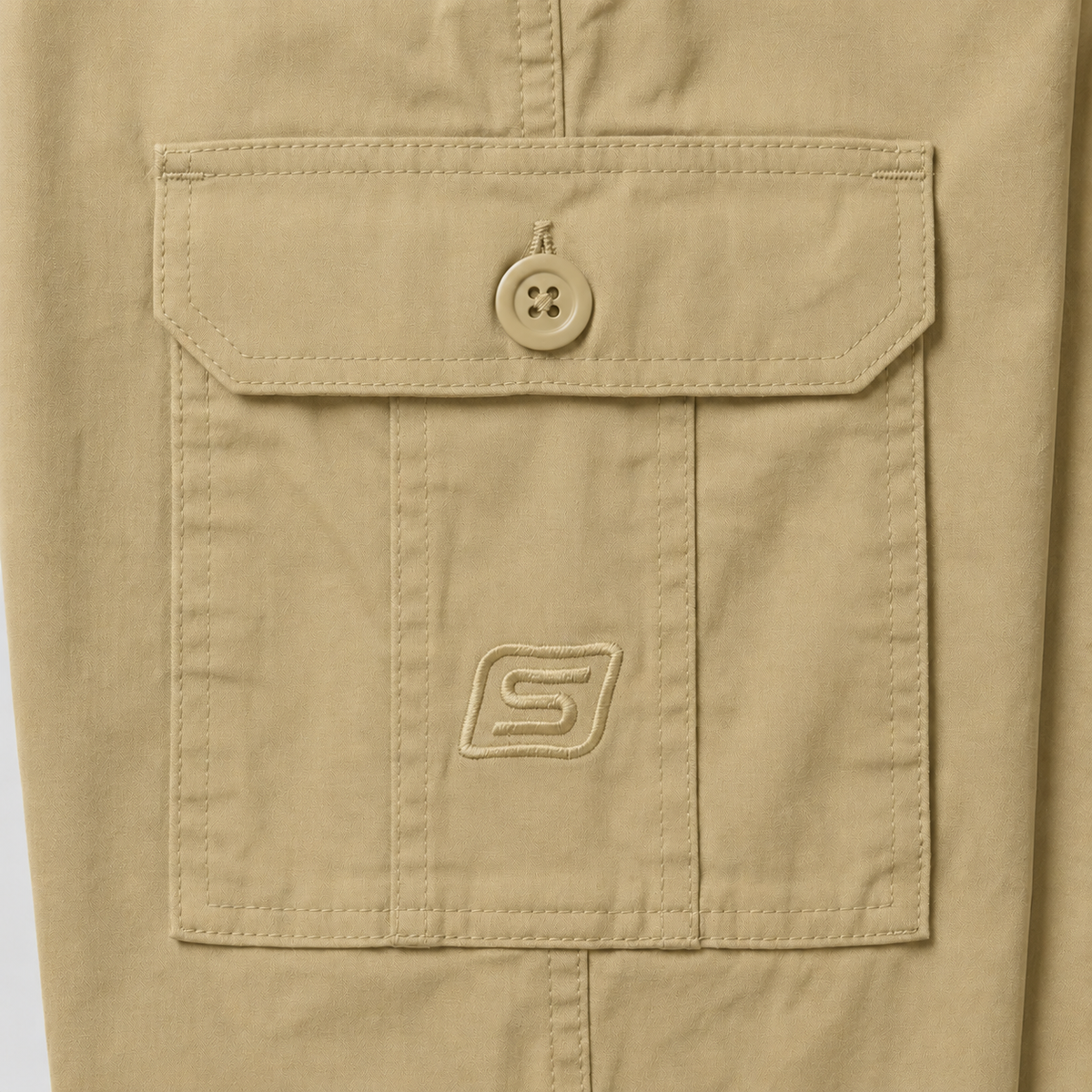 Beige Urban Souls Cargo Pant 8805, pocket and logo detail