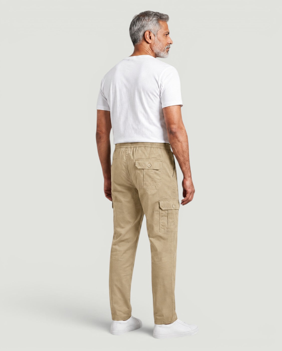 Beige Urban Souls Cargo Pant 8805, back view on model