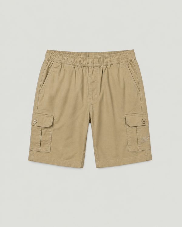 Beige Urban Souls Cargo Bermuda, flat front view
