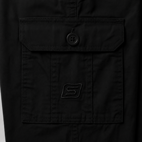 Black Urban Souls Cargo Pant 8805, pocket and logo detail