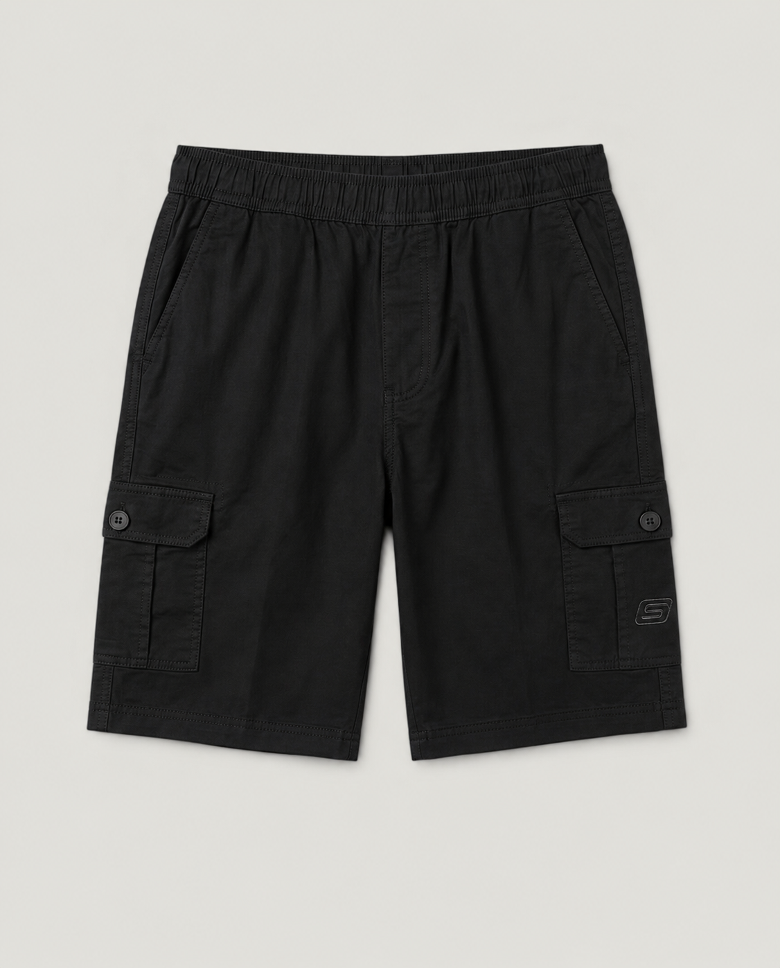 Black Urban Souls Cargo Bermuda, flat front view