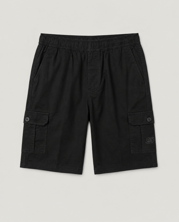 Black Urban Souls Cargo Bermuda, flat front view