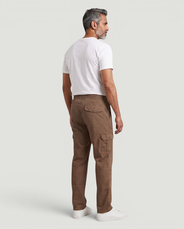 Brown Urban Souls Cargo Pant 8805, back view on model