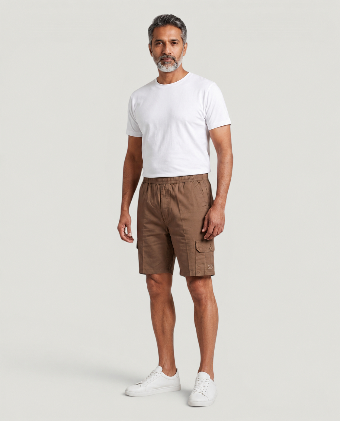 Brown Urban Souls Cargo Bermuda, front on model