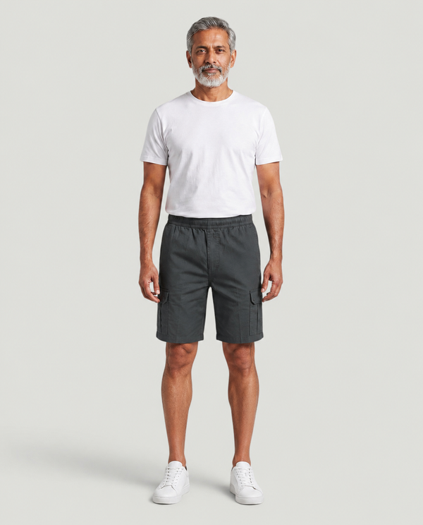 Dark Grey Urban Souls Cargo Bermuda, front on model
