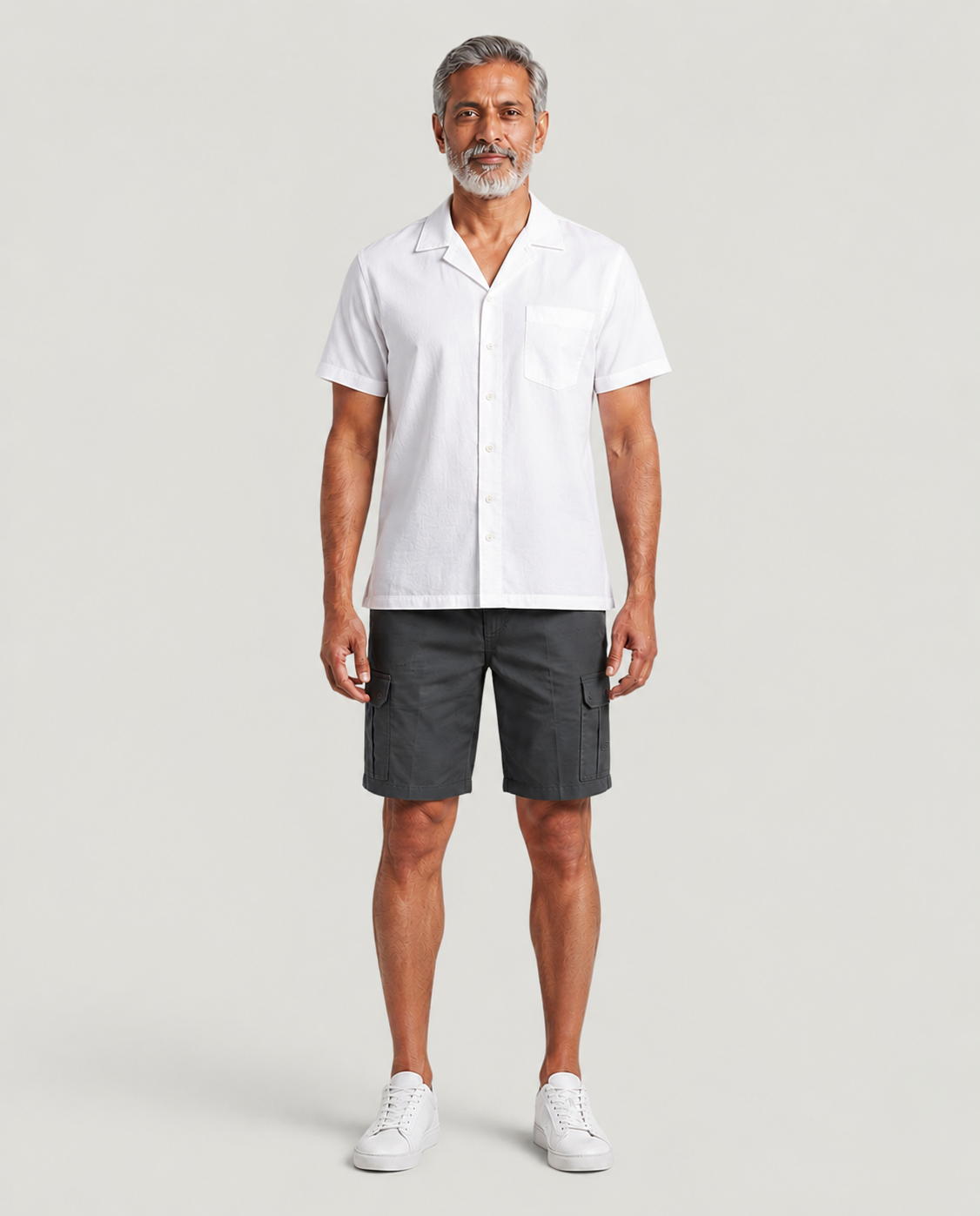 Dark Grey Urban Souls Cargo Bermuda, casual look on model