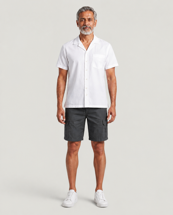 Dark Grey Urban Souls Cargo Bermuda, casual look on model