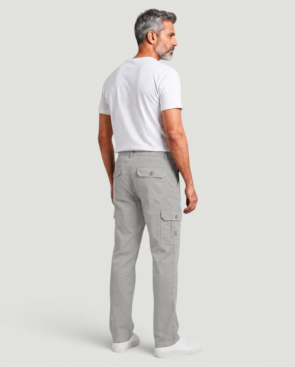 Light Grey Urban Souls Cargo Pant 8805, back view on model