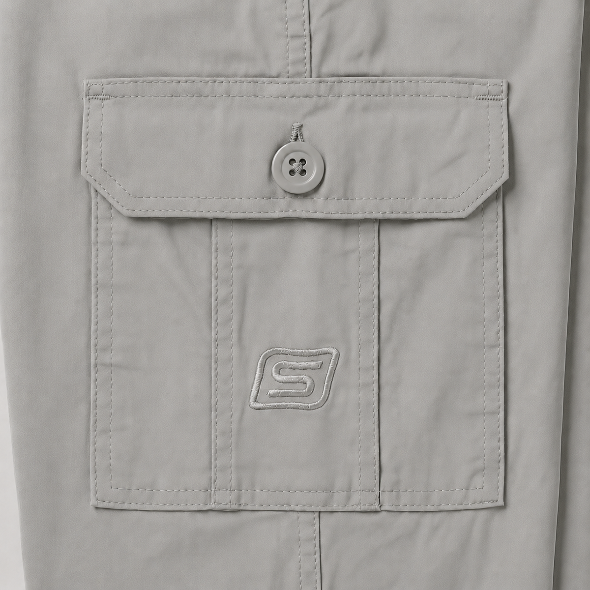 Light Grey Urban Souls Cargo Pant 8805, pocket and logo detail