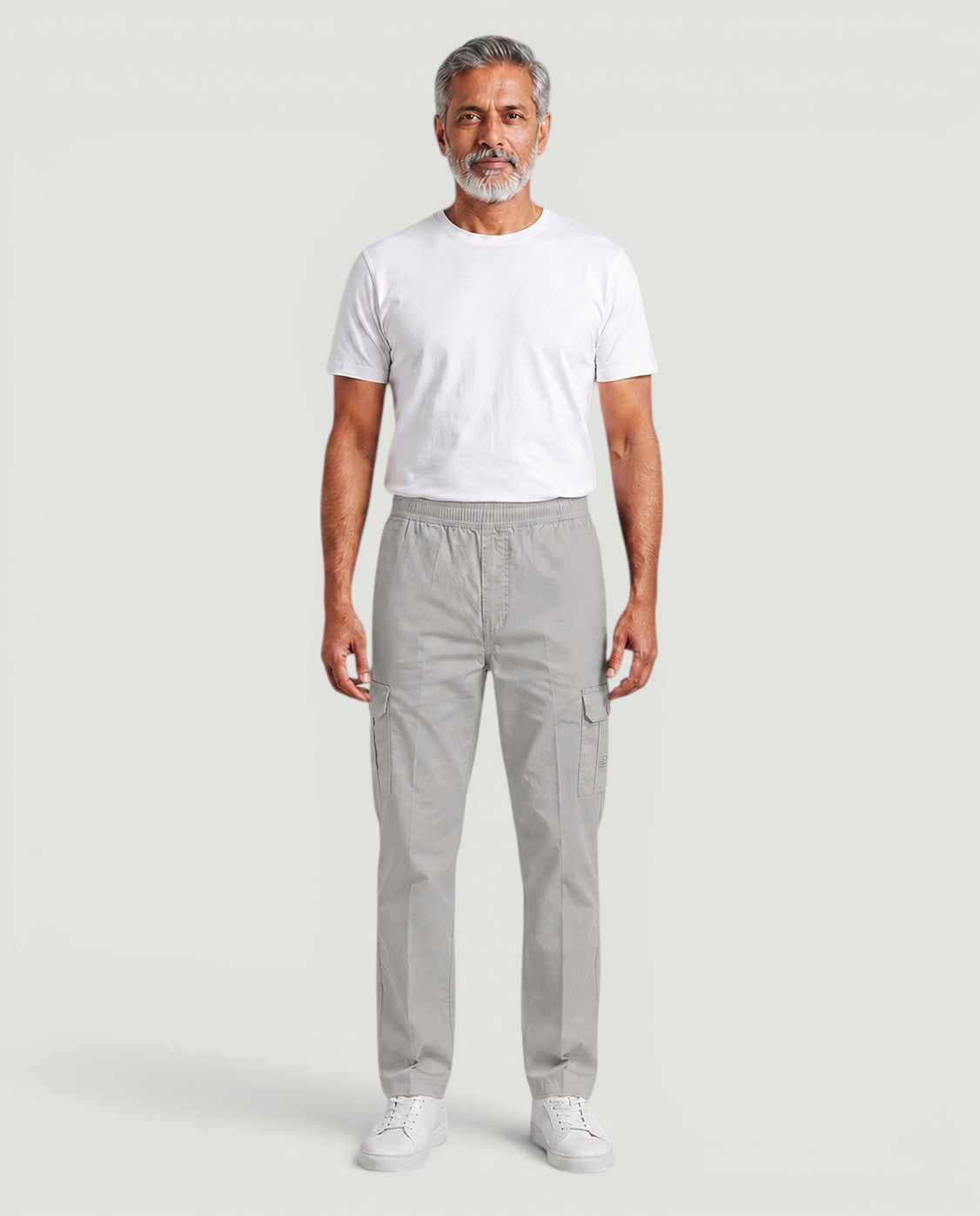 Light Grey Urban Souls Cargo Pant 8805, front on model