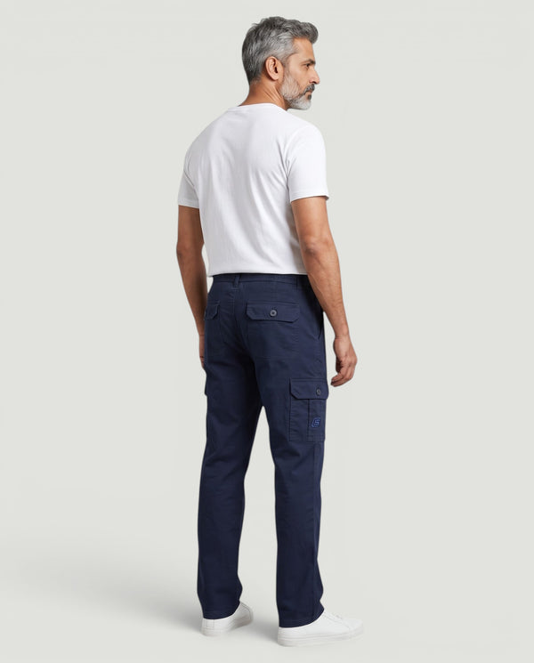 Navy Urban Souls Cargo Pant 8805, back view on model