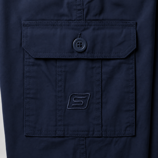 Navy Urban Souls Cargo Pant 8805, pocket and logo detail