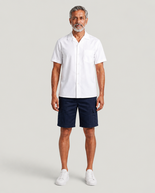 Navy Urban Souls Cargo Bermuda, casual look on model