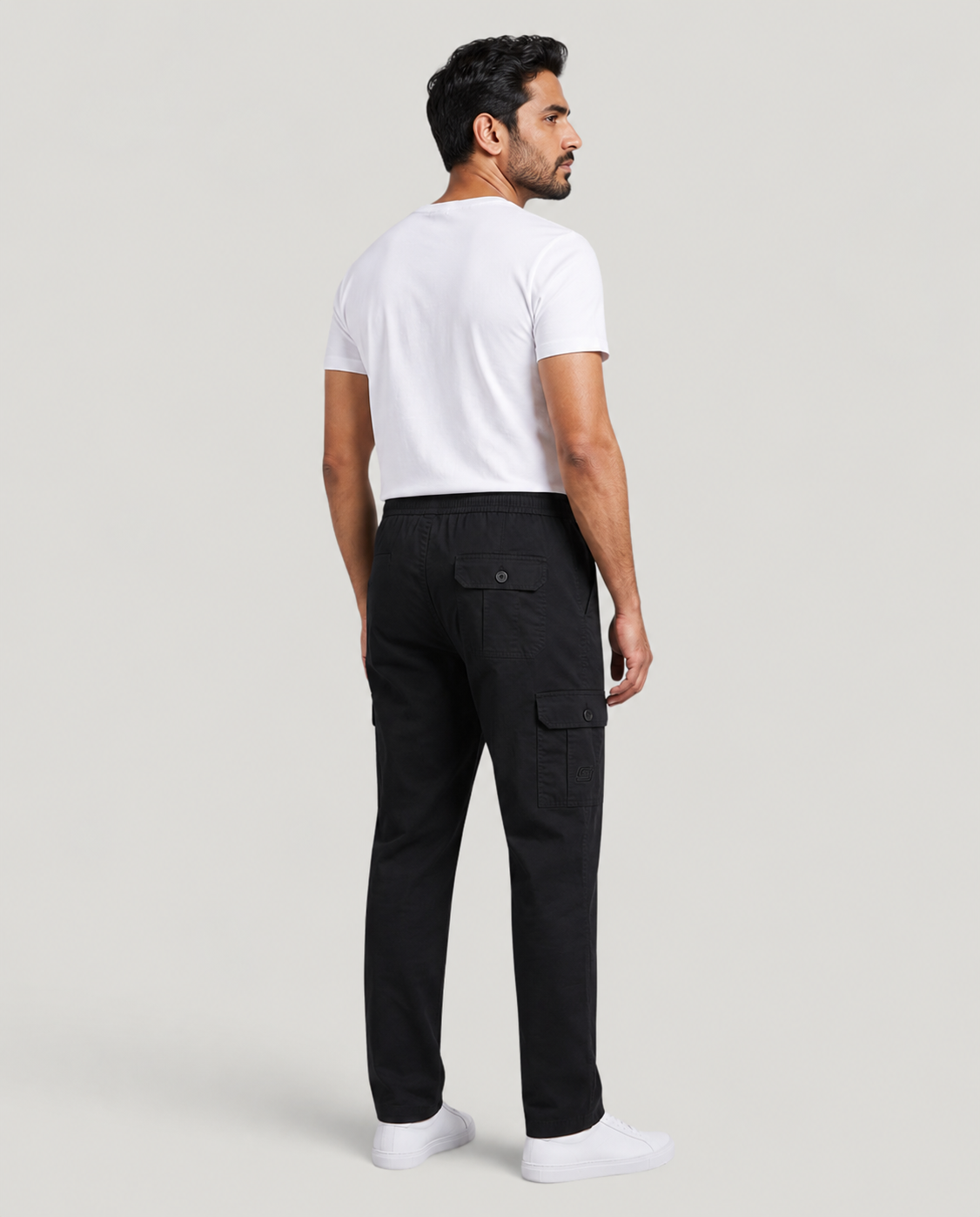 Black Urban Souls Cargo Pant 8805, back view on model