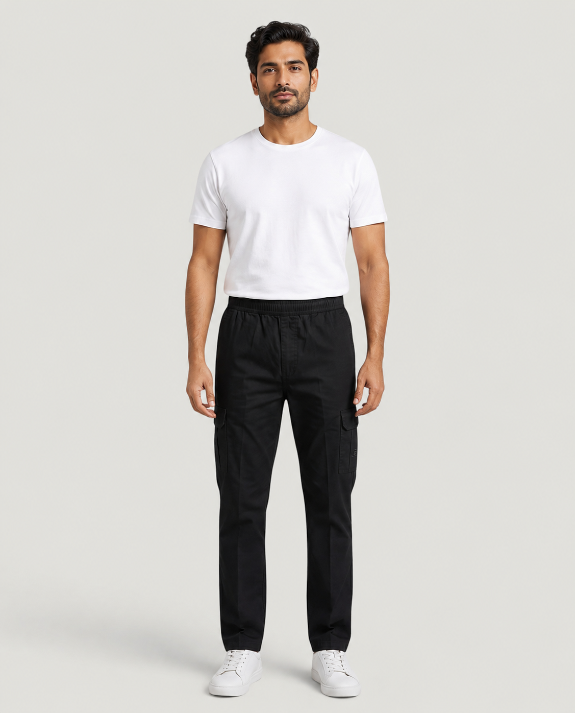 Black Urban Souls Cargo Pant 8805, front on model