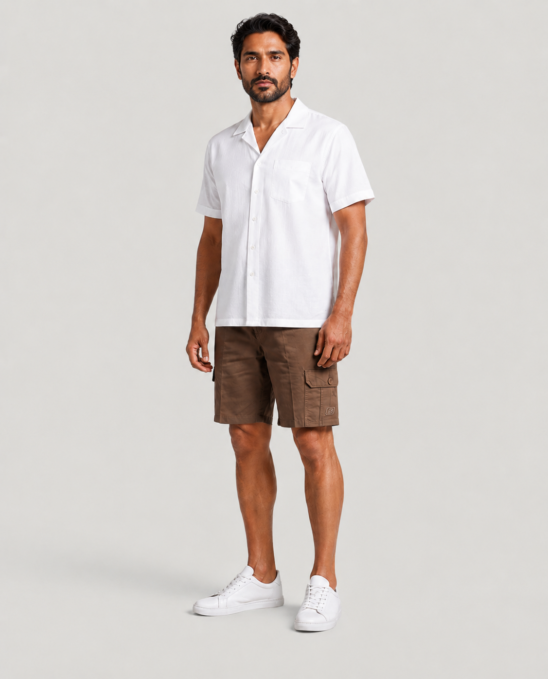 Brown Urban Souls Cargo Bermuda, casual look on model
