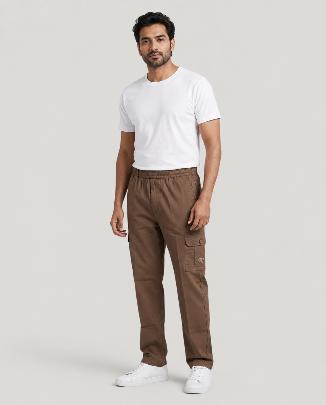 Brown Urban Souls Cargo Pant 8805, front on model
