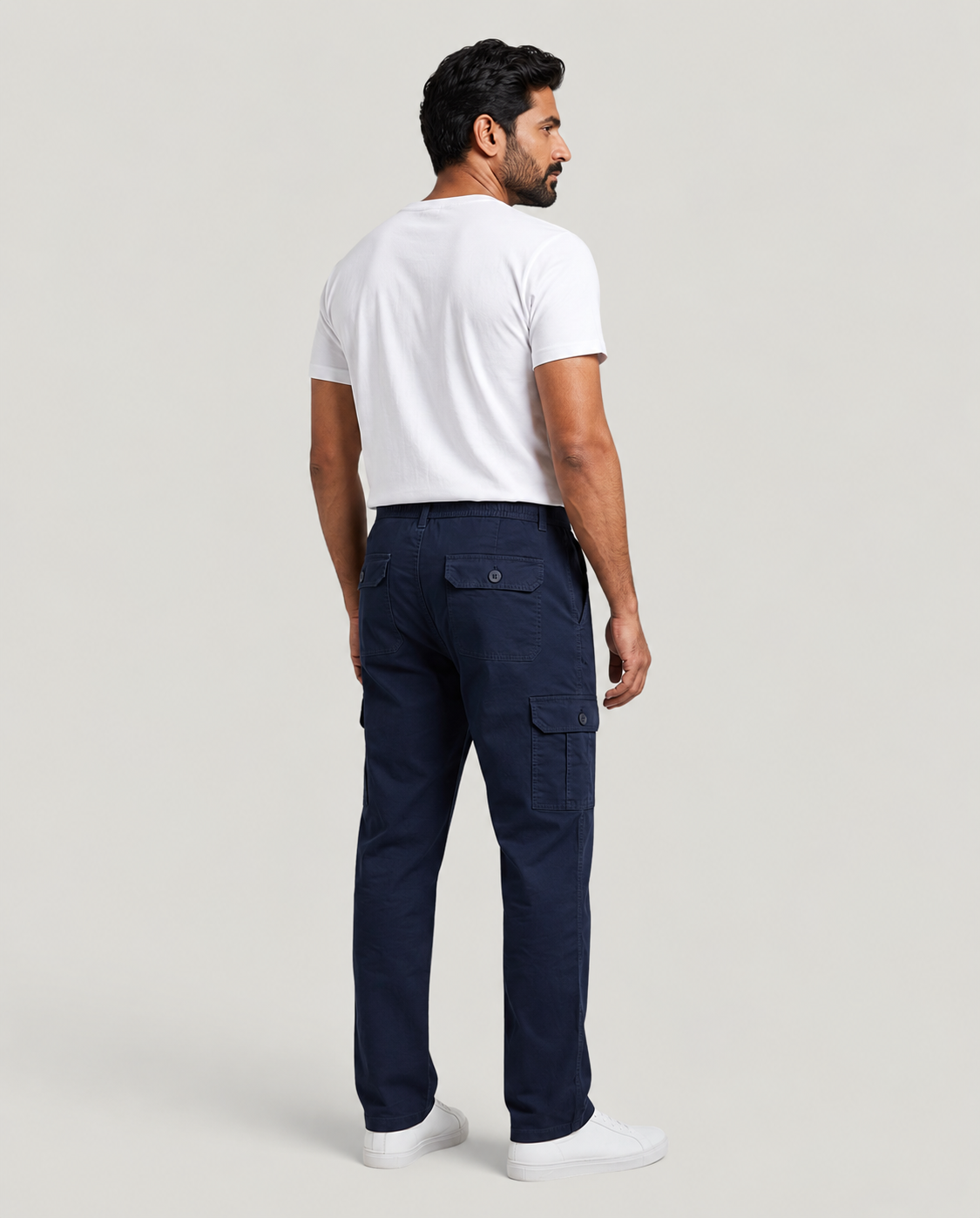 Navy Urban Souls Cargo Pant 8805, back view on model