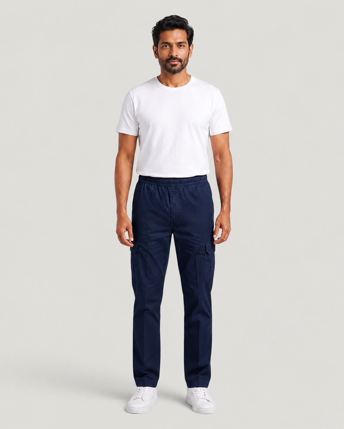 Navy Urban Souls Cargo Pant 8805, front on model