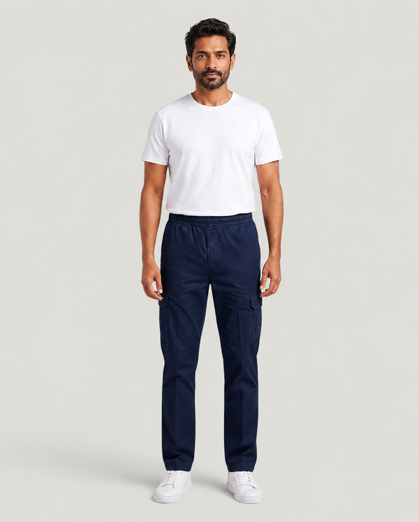 Navy Urban Souls Cargo Pant 8805, front on model