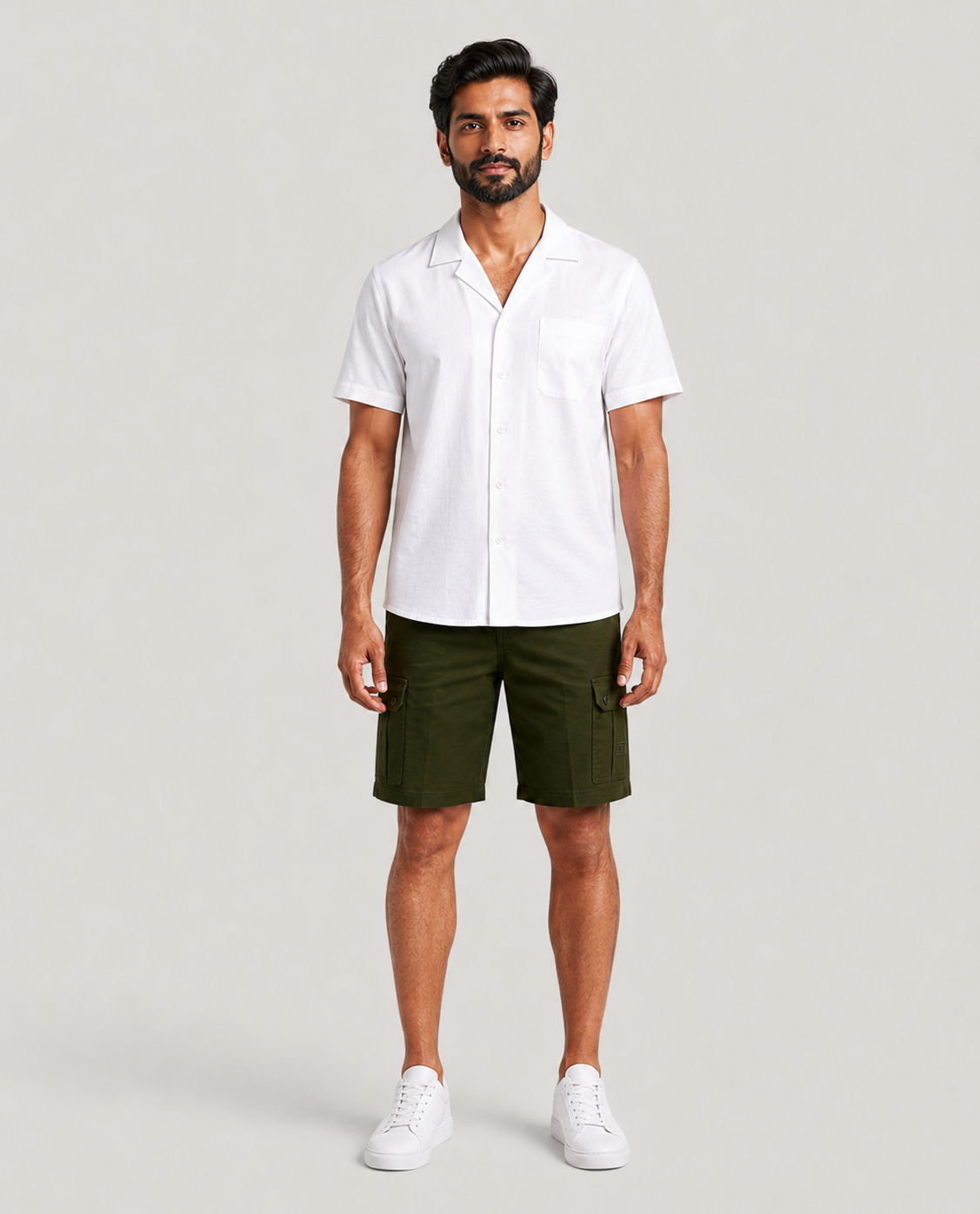 Olive Urban Souls Cargo Bermuda, casual look on model