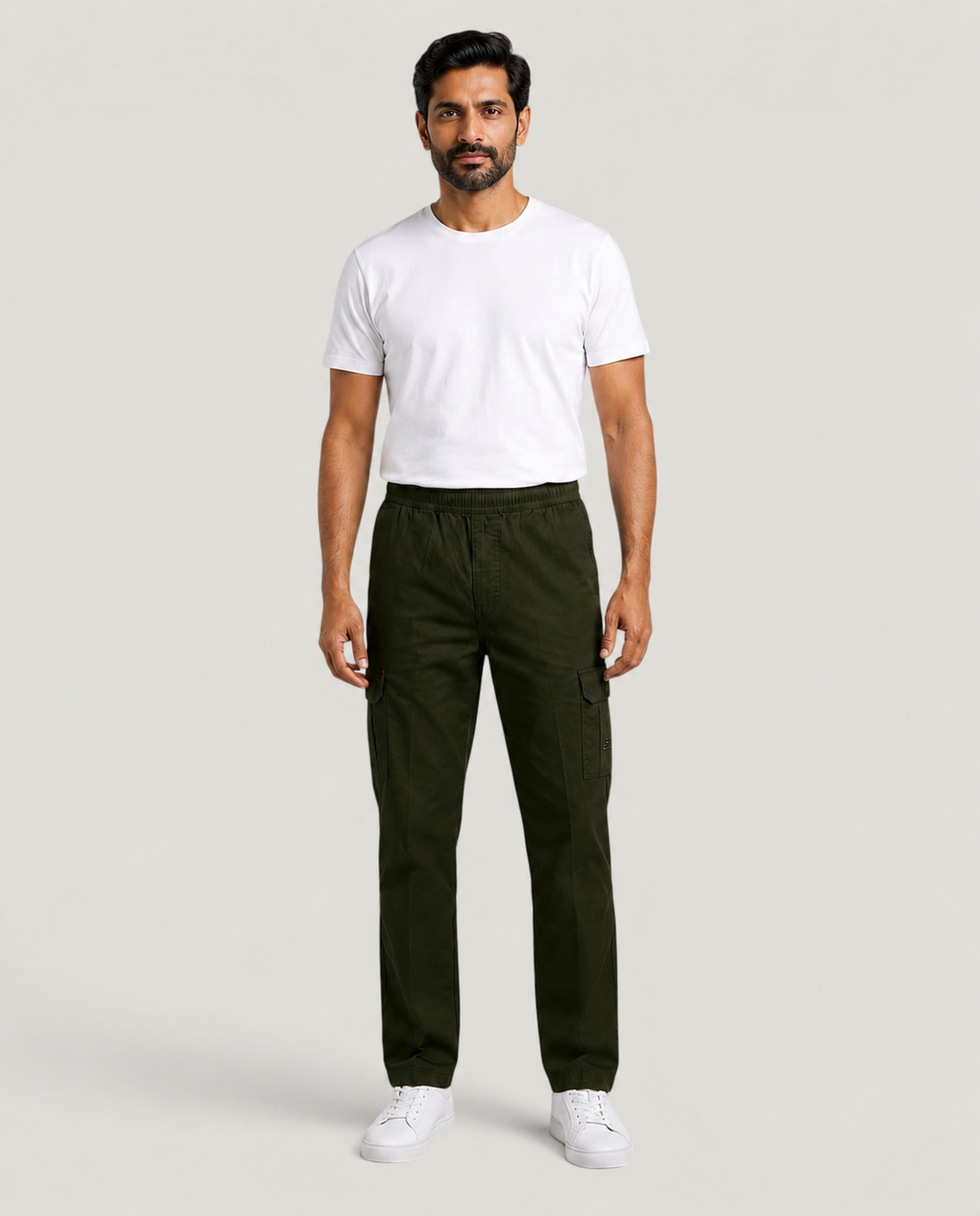 Olive Urban Souls Cargo Pant 8805, front on model